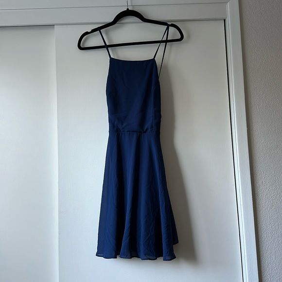 Lulu’s Letter of Love Navy Blue Backless Skater Dress - Picture 4 of 6